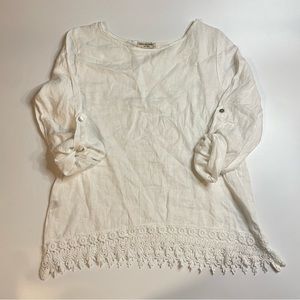 Terzo Millennio 100% Linen Long Sleeve Top Made in Italy SizeS Lagenlook